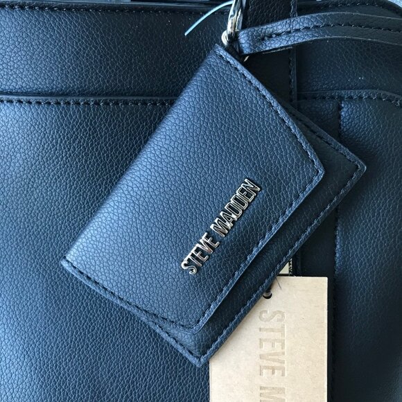 STEVE MADDEN BGRAMER Black SATCHEL/Crossbody 3 compartments inside w Card Case - Picture 7 of 10